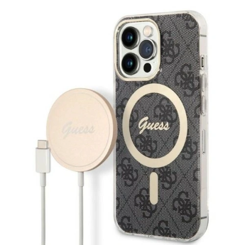 Kup Sada Guess pouzdro + bezdrátová nabíječka GUBPP13XH4EACSK Apple iPhone 13 Pro Max černé/black hard case 4G Print MagSafe - GUE2288 - {ean13} - Sklep Home Screen