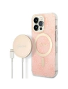 Sada Guess pouzdro + bezdrátová nabíječka GUBPP13XH4EACSP Apple iPhone 13 Pro Max růžová/pink hard case 4G Print MagSafe