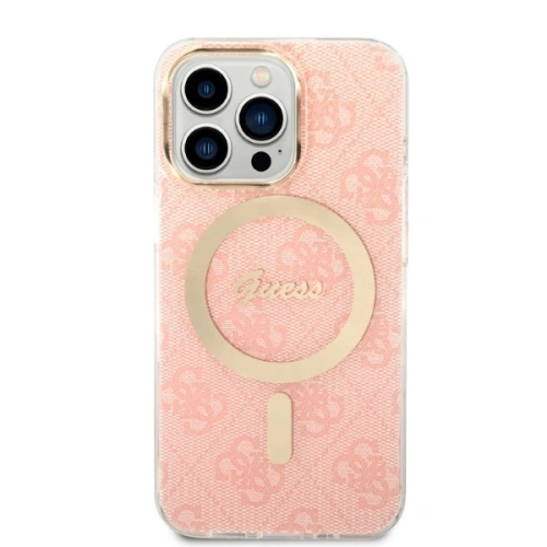 Buy Guess GUBPP13XH4EACSP Case + Wireless Charger Apple iPhone 13 Pro Max pink hard case 4G Print MagSafe - GUE2289 - {ean13} - Home Screen Store Europe