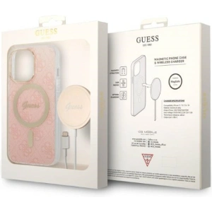 Buy Guess GUBPP13XH4EACSP Case + Wireless Charger Apple iPhone 13 Pro Max pink hard case 4G Print MagSafe - GUE2289 - {ean13} - Home Screen Store Europe