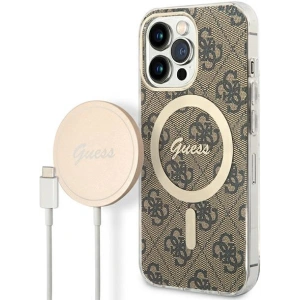 Buy Guess GUBPP13XH4EACSW Case + Wireless Charger Apple iPhone 13 Pro Max brown hard case 4G Print MagSafe - GUE2290 - {ean13} - Home Screen Store Europe