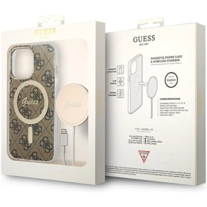 Buy Guess GUBPP13XH4EACSW Case + Wireless Charger Apple iPhone 13 Pro Max brown hard case 4G Print MagSafe - GUE2290 - {ean13} - Home Screen Store Europe