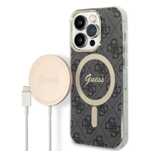 Kup Set Guess husă + încărcător wireless GUBPP14LH4EACSK Apple iPhone 14 Pro negru/black hard case 4G Print MagSafe - GUE2292 - {ean13} - Sklep Home Screen