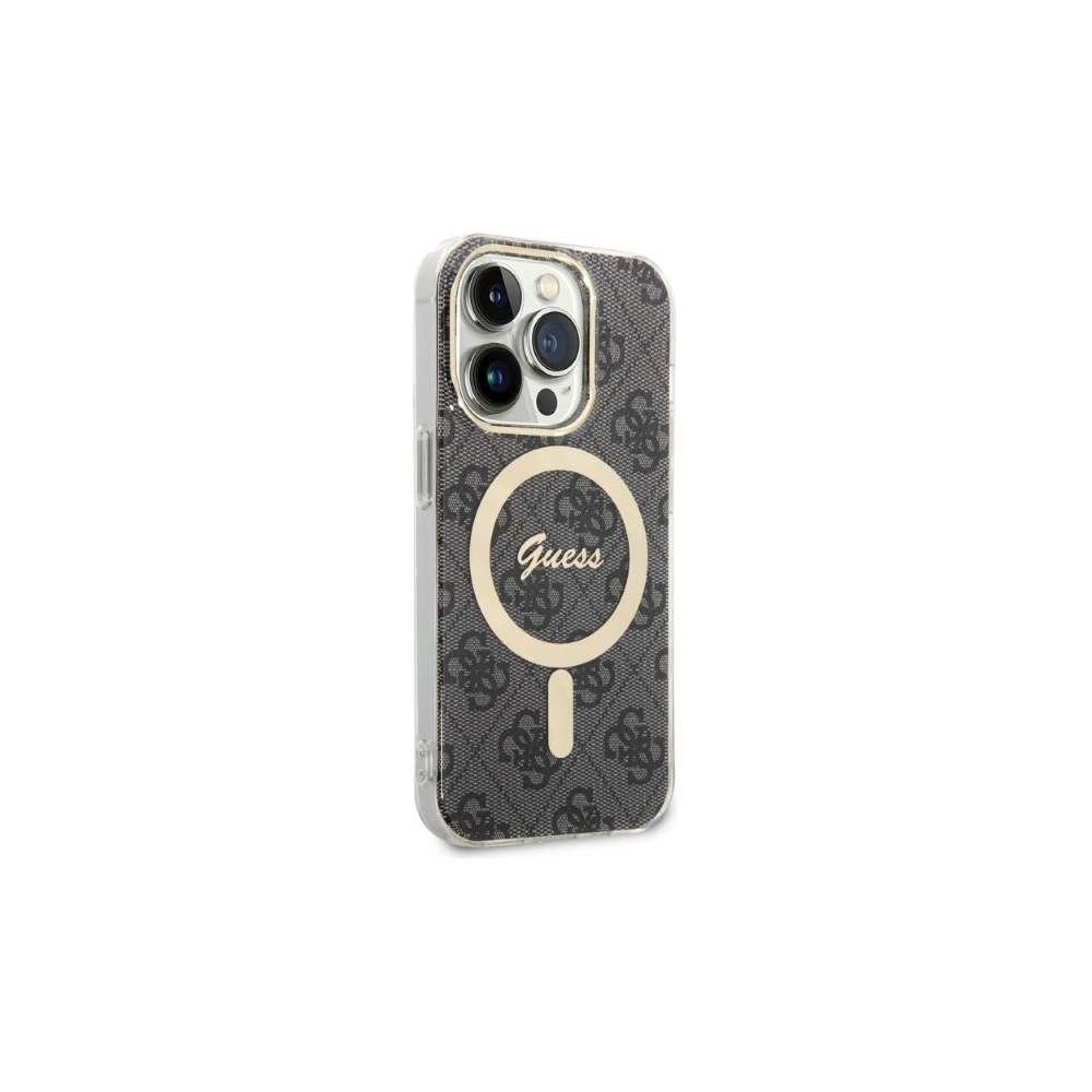 Zestaw Guess etui + ładowarka bezprzewodowa GUBPP14LH4EACSK Apple iPhone 14 Pro czarny/black hard case 4G Print MagSafe