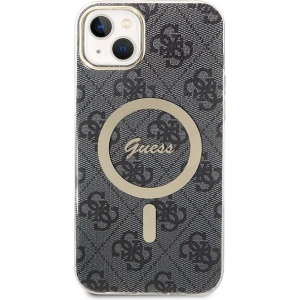 Zestaw Guess etui + ładowarka bezprzewodowa GUBPP14MH4EACSK Apple iPhone 14 Plus / 15 Plus czarny/black hard case 4G Print MagSafe