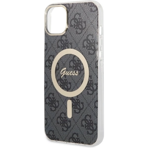 Zestaw Guess etui + ładowarka bezprzewodowa GUBPP14MH4EACSK Apple iPhone 14 Plus / 15 Plus czarny/black hard case 4G Print MagSafe