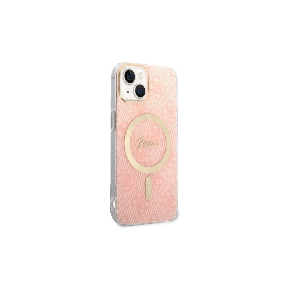 Zestaw Guess etui + ładowarka bezprzewodowa GUBPP14MH4EACSP Apple iPhone 14 Plus / 15 Plus różowy/pink hard case 4G Print MagSafe