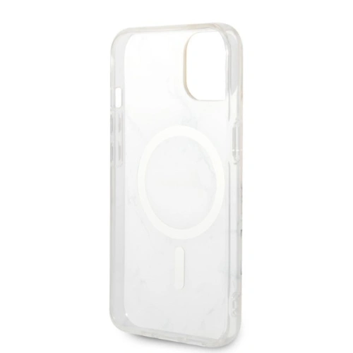 Kup Set Guess etui + încărcător wireless GUBPP14MHMEACSH Apple iPhone 14 Plus / 15 Plus alb/white hard case Marble MagSafe - GUE2303 - {ean13} - Sklep Home Screen