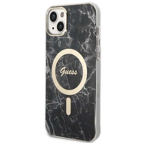 Kup Set Guess pouzdro + bezdrátová nabíječka GUBPP14MHMEACSK Apple iPhone 14 Plus / 15 Plus černý/black hard case Marble MagSafe - GUE2304 - {ean13} - Sklep Home Screen