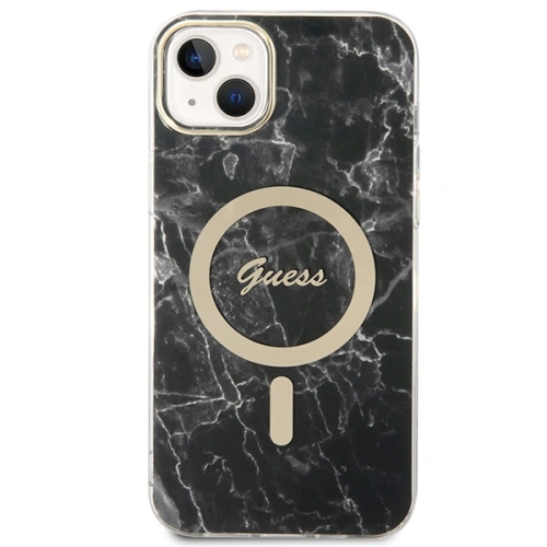 Kup Set Guess pouzdro + bezdrátová nabíječka GUBPP14MHMEACSK Apple iPhone 14 Plus / 15 Plus černý/black hard case Marble MagSafe - GUE2304 - {ean13} - Sklep Home Screen