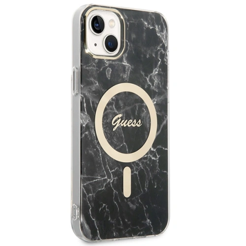 Kup Set Guess pouzdro + bezdrátová nabíječka GUBPP14MHMEACSK Apple iPhone 14 Plus / 15 Plus černý/black hard case Marble MagSafe - GUE2304 - {ean13} - Sklep Home Screen
