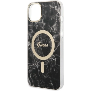 Zestaw Guess etui + ładowarka bezprzewodowa GUBPP14MHMEACSK Apple iPhone 14 Plus / 15 Plus czarny/black hard case Marble MagSafe