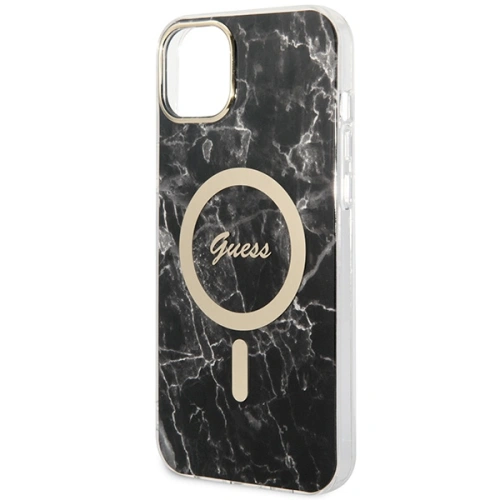 Kup Set Guess pouzdro + bezdrátová nabíječka GUBPP14MHMEACSK Apple iPhone 14 Plus / 15 Plus černý/black hard case Marble MagSafe - GUE2304 - {ean13} - Sklep Home Screen