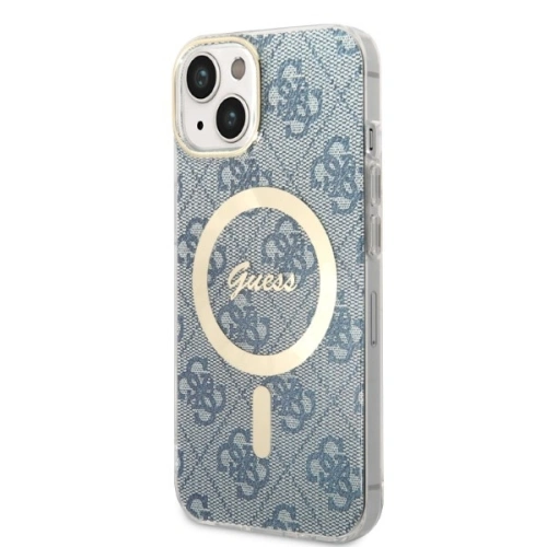 Kup Set Guess pouzdro + bezdrátová nabíječka GUBPP14SH4EACSB Apple iPhone 14 modrá/blue hard case 4G Print MagSafe - GUE2305 - {ean13} - Sklep Home Screen
