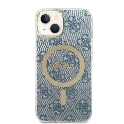 Kup Set Guess pouzdro + bezdrátová nabíječka GUBPP14SH4EACSB Apple iPhone 14 modrá/blue hard case 4G Print MagSafe - GUE2305 - {ean13} - Sklep Home Screen