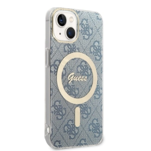 Kup Set Guess pouzdro + bezdrátová nabíječka GUBPP14SH4EACSB Apple iPhone 14 modrá/blue hard case 4G Print MagSafe - GUE2305 - {ean13} - Sklep Home Screen