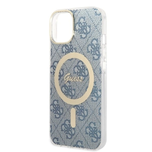 Kup Set Guess etui + încărcător wireless GUBPP14SH4EACSB Apple iPhone 14 albastru/hard case 4G Print MagSafe - GUE2305 - {ean13} - Sklep Home Screen