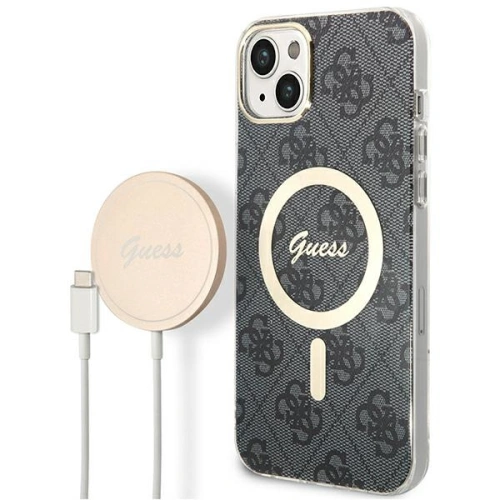 Kup Sada Guess pouzdro + bezdrátová nabíječka GUBPP14SH4EACSK Apple iPhone 14 černá/black hard case 4G Print MagSafe - GUE2306 - {ean13} - Sklep Home Screen