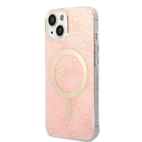Kup Zestaw Guess etui + ładowarka bezprzewodowa GUBPP14SH4EACSP Apple iPhone 14 różowy/pink hard case 4G Print MagSafe - GUE2307 - {ean13} - Sklep Home Screen