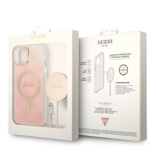 Kup Zestaw Guess etui + ładowarka bezprzewodowa GUBPP14SH4EACSP Apple iPhone 14 różowy/pink hard case 4G Print MagSafe - GUE2307 - {ean13} - Sklep Home Screen