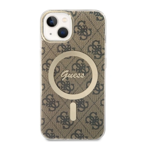 Kup Zestaw Guess etui + ładowarka bezprzewodowa GUBPP14SH4EACSW Apple iPhone 14 brązowy/brown hard case 4G Print MagSafe - GUE2308 - {ean13} - Sklep Home Screen