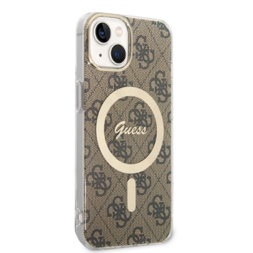 Kup Zestaw Guess etui + ładowarka bezprzewodowa GUBPP14SH4EACSW Apple iPhone 14 brązowy/brown hard case 4G Print MagSafe - GUE2308 - {ean13} - Sklep Home Screen