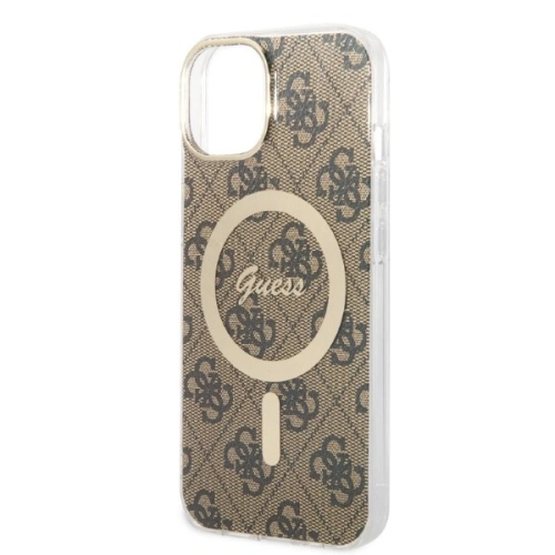 Kup Zestaw Guess etui + ładowarka bezprzewodowa GUBPP14SH4EACSW Apple iPhone 14 brązowy/brown hard case 4G Print MagSafe - GUE2308 - {ean13} - Sklep Home Screen