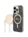 Set Guess husă + încărcător wireless GUBPP14XH4EACSK pentru Apple iPhone 14 Pro Max negru/case dură 4G Print MagSafe