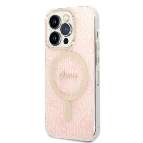 Buy Guess GUBPP14XH4EACSP Case + Wireless Charger Apple iPhone 14 Pro Max pink hard case 4G Print MagSafe - GUE2313 - {ean13} - Home Screen Store Europe