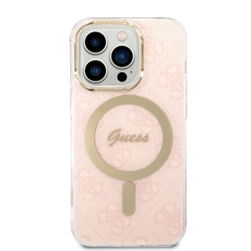 Buy Guess GUBPP14XH4EACSP Case + Wireless Charger Apple iPhone 14 Pro Max pink hard case 4G Print MagSafe - GUE2313 - {ean13} - Home Screen Store Europe