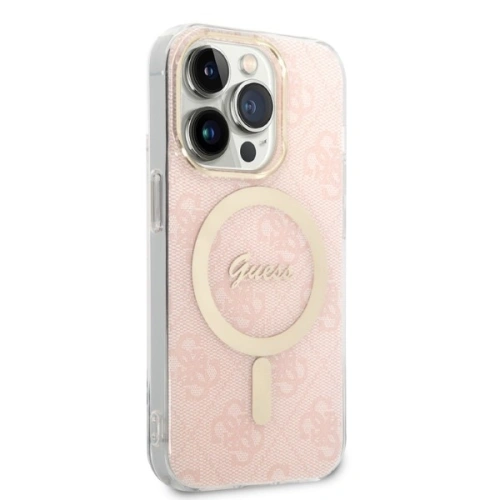 Buy Guess GUBPP14XH4EACSP Case + Wireless Charger Apple iPhone 14 Pro Max pink hard case 4G Print MagSafe - GUE2313 - {ean13} - Home Screen Store Europe