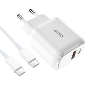 Ładowarka sieciowa Tech-Protect C20W 2-port Network Charger PD 20W QC 3.0 + USB-C Cable White