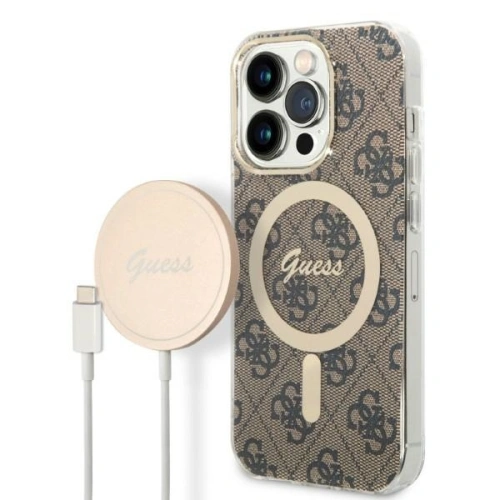 Kup Set Guess Case + drahtloses Ladegerät GUBPP14XH4EACSW Apple iPhone 14 Pro Max braun/brown Hardcase 4G Print MagSafe - GUE2314 - {ean13} - Sklep Home Screen