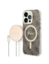 Set Guess Case + drahtloses Ladegerät GUBPP14XH4EACSW Apple iPhone 14 Pro Max braun/brown Hardcase 4G Print MagSafe