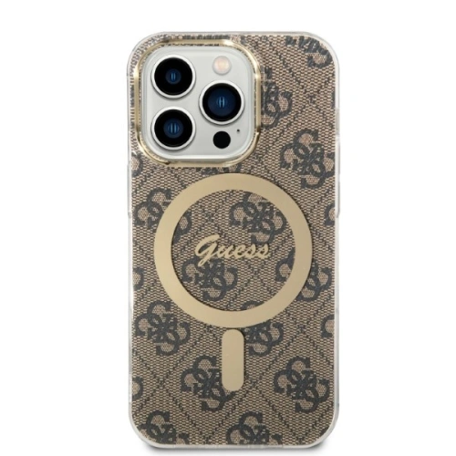 Buy Guess GUBPP14XH4EACSW Case + Wireless Charger Apple iPhone 14 Pro Max brązowy/brown hard case 4G Print MagSafe - GUE2314 - {ean13} - Home Screen Store Europe