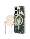 Set Guess husă + încărcător wireless GUBPP14XHJEACSA Apple iPhone 14 Pro Max verde/green hard case Jungle MagSafe