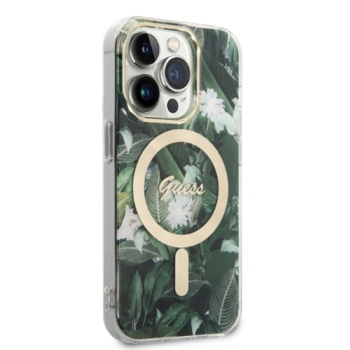 Kup Set Guess Case + kabelloses Ladegerät GUBPP14XHJEACSA Apple iPhone 14 Pro Max grün/hard case Jungle MagSafe - GUE2315 - {ean13} - Sklep Home Screen