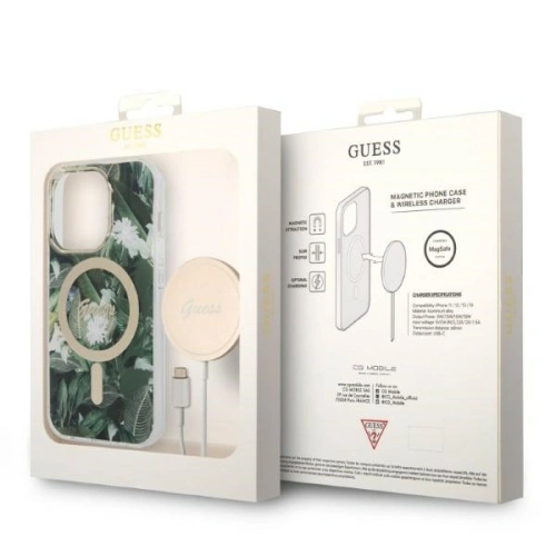Buy Guess GUBPP14XHJEACSA Case + Wireless Charger Apple iPhone 14 Pro Max zielony/green hard case Jungle MagSafe - GUE2315 - {ean13} - Home Screen Store Europe
