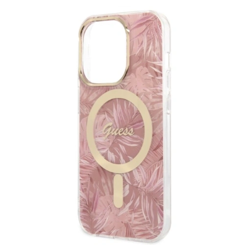 Kup Set Guess etui + încărcător wireless GUBPP14XHJEACSP Apple iPhone 14 Pro Max roz/pink hard case Jungle MagSafe - GUE2316 - {ean13} - Sklep Home Screen