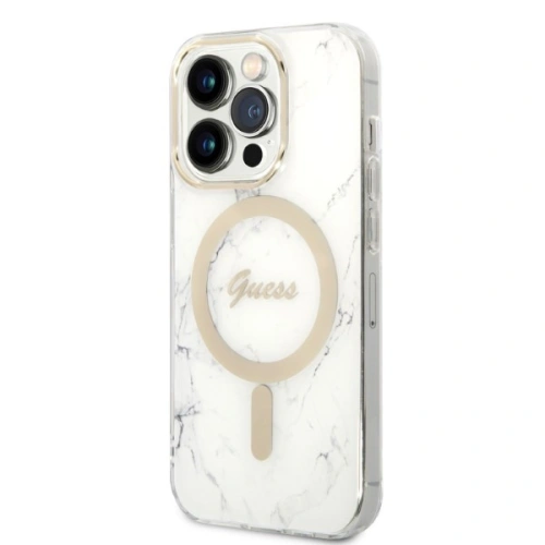 Kup Zestaw Guess etui + ładowarka bezprzewodowa GUBPP14XHMEACSH Apple iPhone 14 Pro Max biały/white hard case Marble MagSafe - GUE2317 - {ean13} - Sklep Home Screen