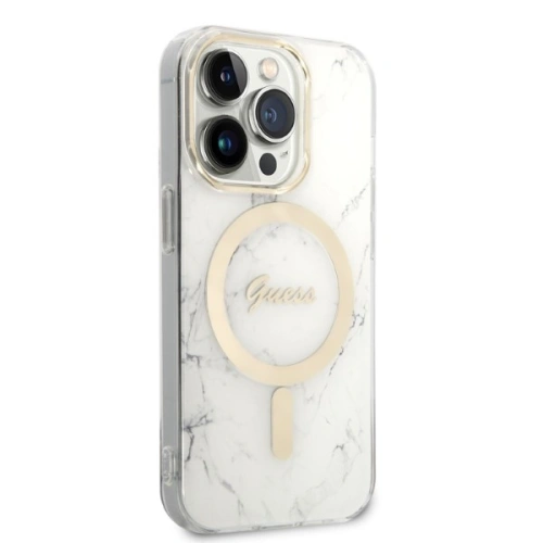 Kup Zestaw Guess etui + ładowarka bezprzewodowa GUBPP14XHMEACSH Apple iPhone 14 Pro Max biały/white hard case Marble MagSafe - GUE2317 - {ean13} - Sklep Home Screen