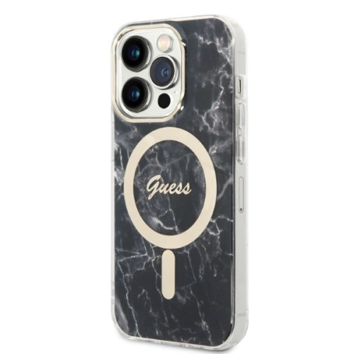 Kup Set Guess husă + încărcător wireless GUBPP14XHMEACSK Apple iPhone 14 Pro Max negru/case tare Marble MagSafe - GUE2318 - {ean13} - Sklep Home Screen