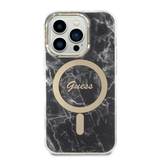 Kup Set Guess husă + încărcător wireless GUBPP14XHMEACSK Apple iPhone 14 Pro Max negru/case tare Marble MagSafe - GUE2318 - {ean13} - Sklep Home Screen
