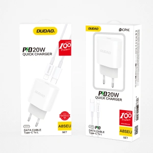 Nabíječka Dudao USB-C Power Delivery 20W bílá + kabel USB-C - Lightning 1m (A8SEU)