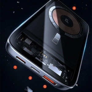 Powerbank USAMS PB67 10000mAh 20W QC3.0+PD Magnetic Wireless Fast Charge stalowy/tarnish (US-CD184)