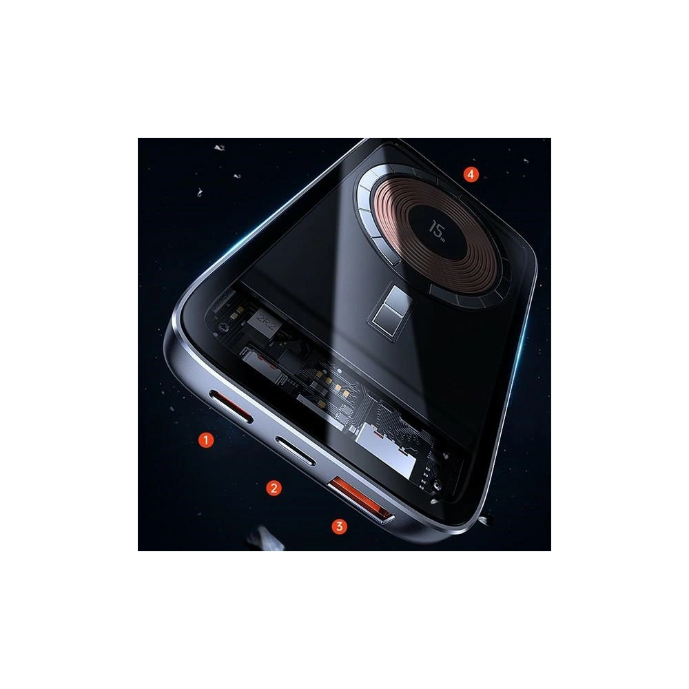 Powerbank USAMS PB67 10000mAh 20W QC3.0+PD Magnetic Wireless Fast Charge stalowy/tarnish (US-CD184)