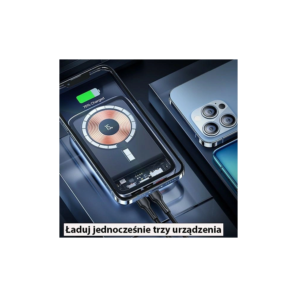 Powerbank USAMS PB67 10000mAh 20W QC3.0+PD Magnetic Wireless Fast Charge stalowy/tarnish (US-CD184)