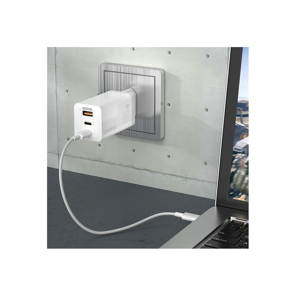 Ładowarka sieciowa Dudao GaN 65W USB/2xUSB-C Quick Charge Power Delivery biały (A7xs white)