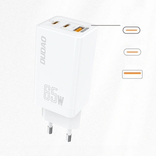 Kup Hálózati töltő Dudao GaN 65W USB/2xUSB-C Gyors Töltés Power Delivery fehér (A7xs white) - DDA237 - {ean13} - Sklep Home Screen