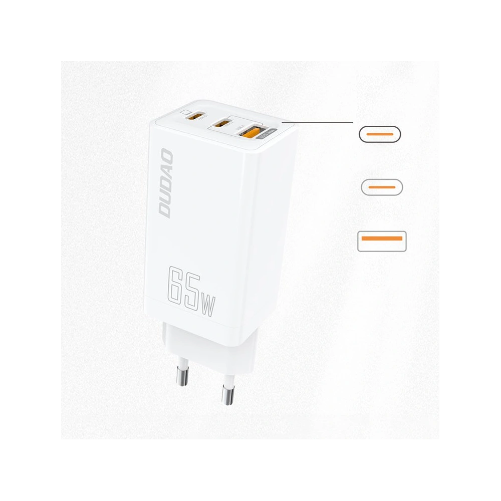 Ładowarka sieciowa Dudao GaN 65W USB/2xUSB-C Quick Charge Power Delivery biały (A7xs white)